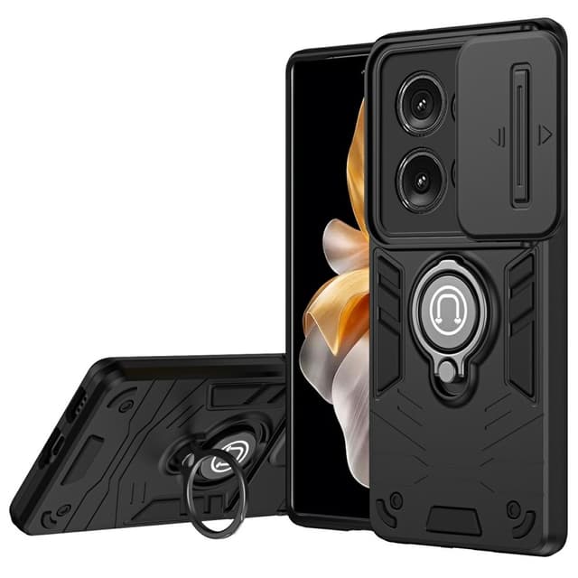 SKALO Motorola Edge 50 5G Armor Hybrid Metallring Kameraslider - Svart