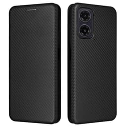 SKALO Motorola Moto G35 5G Carbon Fiber Lompakkokotelo - Musta