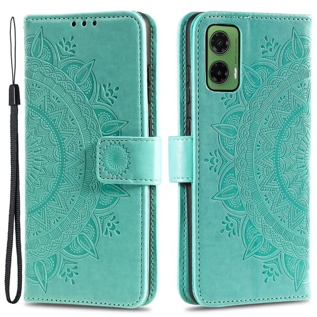 SKALO Motorola Moto G35 5G Mandala Flip Cover - Turkis