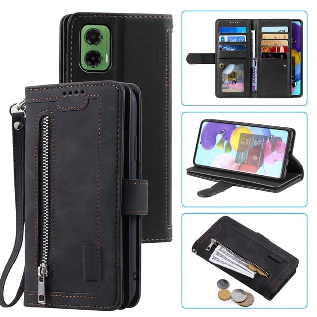 SKALO Motorola Moto G35 5G Big Wallet 9-FACK Plånboksfodral - Svart