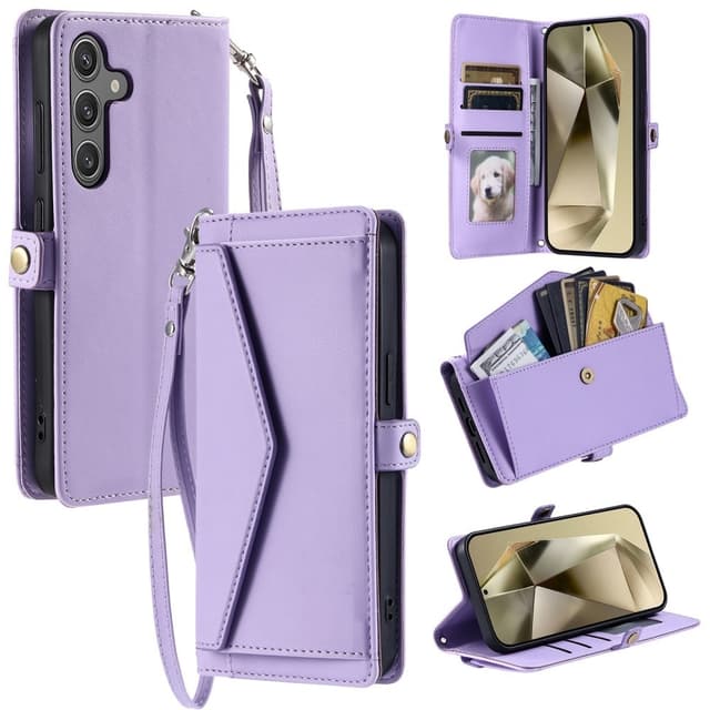 SKALO Samsung S24 FE PU-Læder Envelope Flip Cover - Lilla
