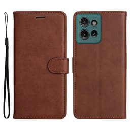 SKALO Motorola Edge 50 5G PU-Läder Plånboksfodral - Brun