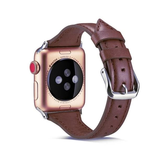 SKALO Smalt Læderarmbånd Apple Watch Series 10 42mm - Mørkebrun
