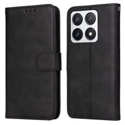 SKALO Xiaomi 14T Pro PU-Läder Plånboksfodral - Svart