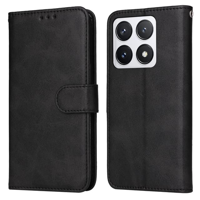 SKALO Xiaomi 14T Pro PU-Läder Plånboksfodral - Svart