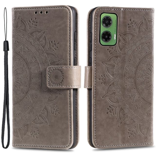 SKALO Motorola Moto G35 5G Mandala lompakkokotelo - Harmaa