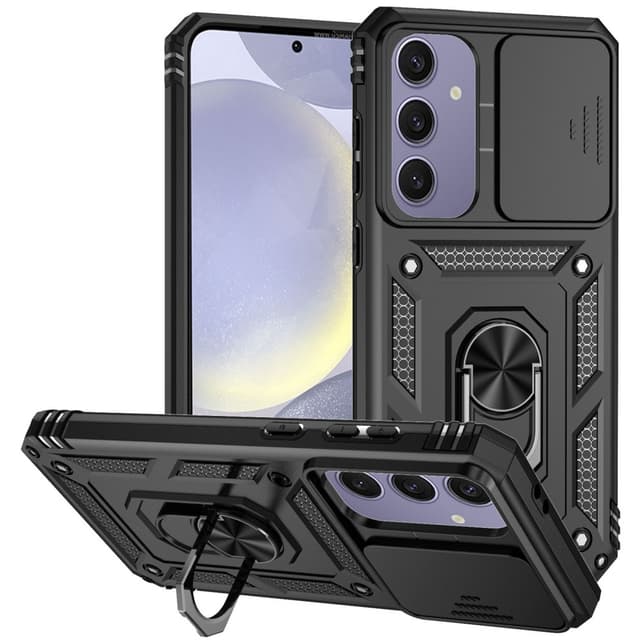 SKALO Samsung S24 FE Armor Hybrid Metal Ring Camera Slider - Sort