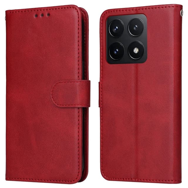 SKALO Xiaomi 14T PU-nahkainen Lompakkokotelo - Punainen