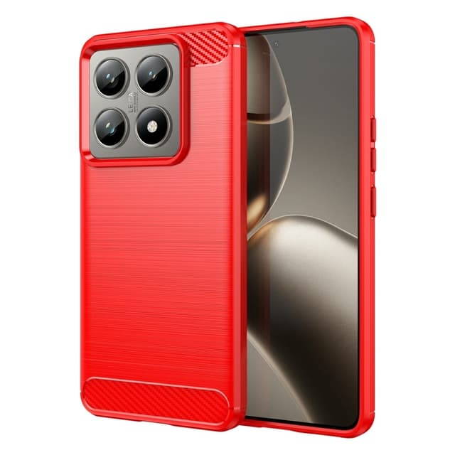 SKALO Xiaomi 14T Armor Carbon Stöttåligt TPU-skal - Röd