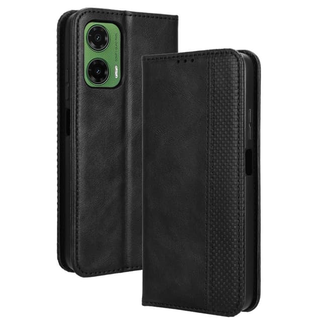 SKALO Motorola Moto G35 5G Kohokuvioitu Premium lompakkokotelo - Musta