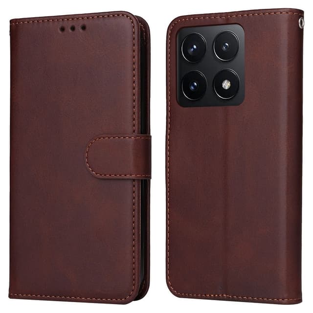 SKALO Xiaomi 14T PU-Läder Plånboksfodral - Brun