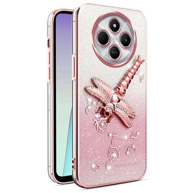 SKALO Xiaomi Redmi 14C KADEM Dragonfly Glitter Skal - Roséguld