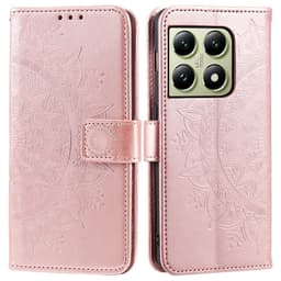 SKALO Xiaomi 14T Pro Mandala lompakkokotelo - Ruusukulta