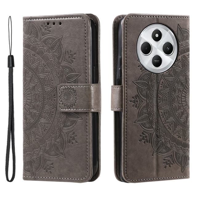 SKALO Xiaomi Redmi 14C Mandala Plånboksfodral - Grå