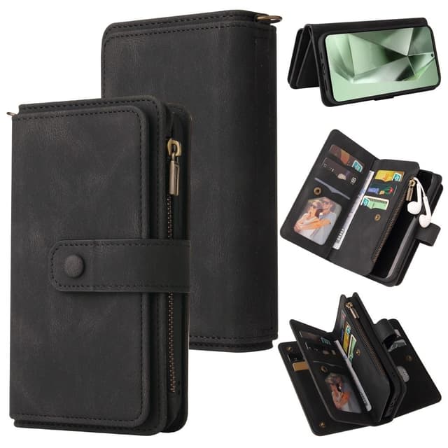 SKALO Samsung S24 FE Big Wallet 17-RUM Pungetui - Sort