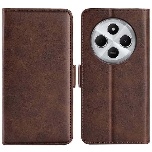 SKALO Xiaomi Redmi 14C Premium Wallet Flip Cover - Brun