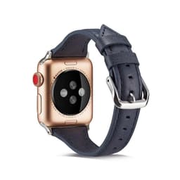 SKALO Smalt Læderarmbånd Apple Watch Series 10 42mm - Mørkeblå