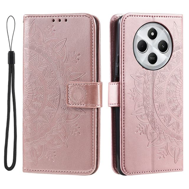 SKALO Xiaomi Redmi 14C Mandala Flip Cover - Rosa guld