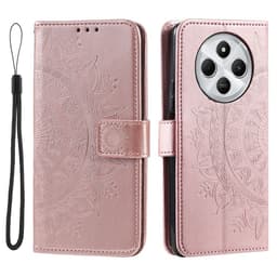 SKALO Xiaomi Redmi 14C Mandala lompakkokotelo - Ruusukulta