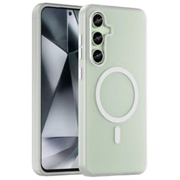 SKALO Samsung S24 FE Matta Translucent Hybrid Suojakuori - Valkoinen