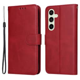 SKALO Samsung S24 FE PU-Läder Plånboksfodral - Röd