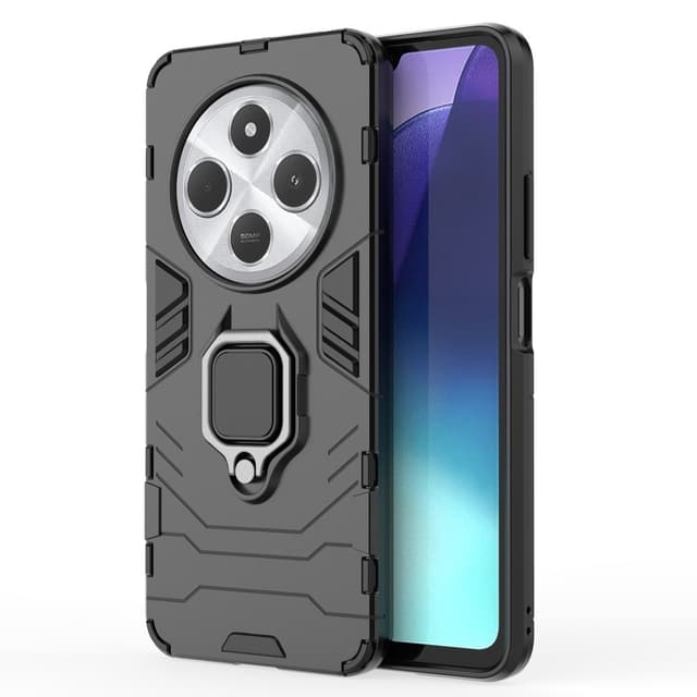 SKALO Xiaomi Redmi 14C Armor Hybrid metal ring cover - Sort