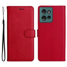 SKALO Motorola Edge 50 5G PU-nahkainen Lompakkokotelo - Punainen