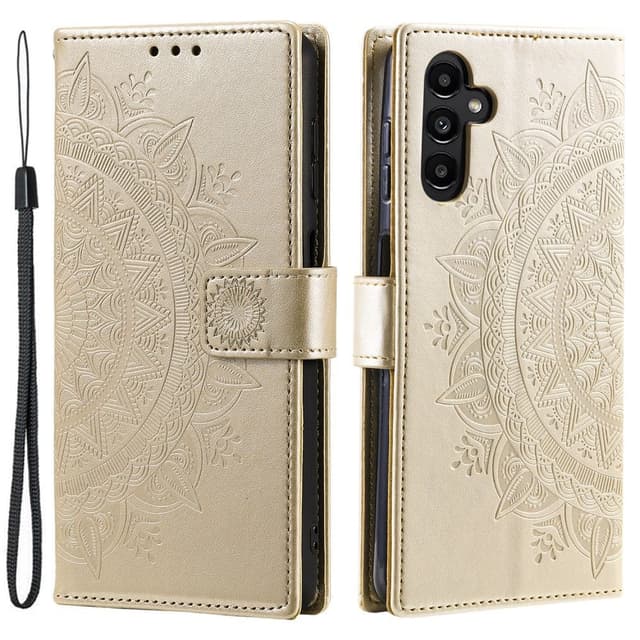 SKALO Samsung S24 FE Mandala lompakkokotelo - Kulta
