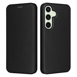 SKALO Samsung S24 FE Carbon Fiber Lompakkokotelo - Musta