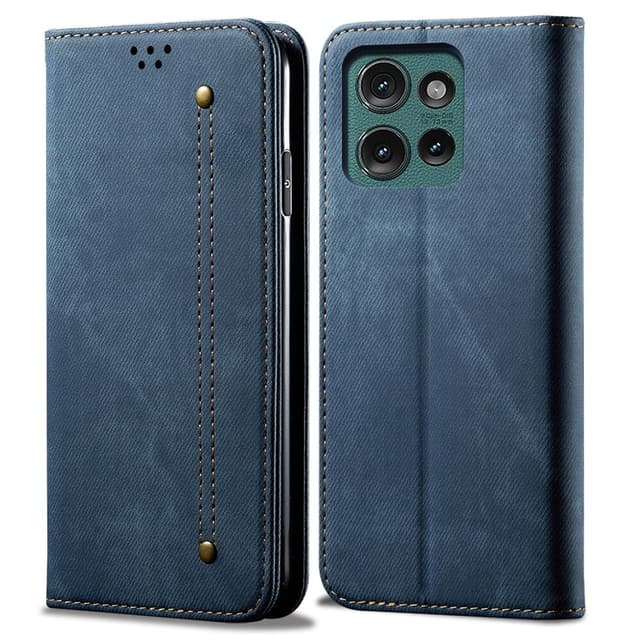 SKALO Motorola Edge 50 5G Jeans Flip Cover - Blå