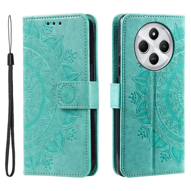 SKALO Xiaomi Redmi 14C Mandala lompakkokotelo - Turkoosi