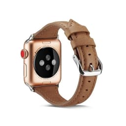 SKALO Kapea nahkaranneke Apple Watch Series 4-6 44mm - Vaaleanruskea