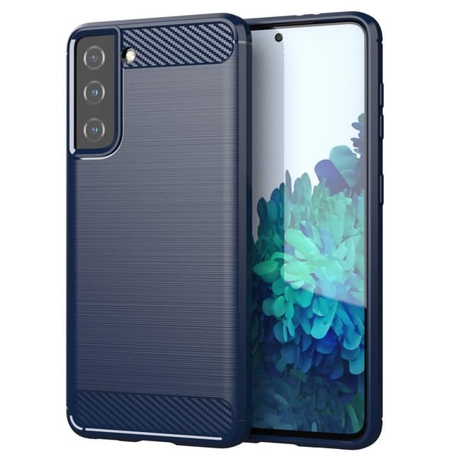 SKALO Samsung S21 Plus Armor Carbon Iskunkestävä TPU suojakuori - Sininen
