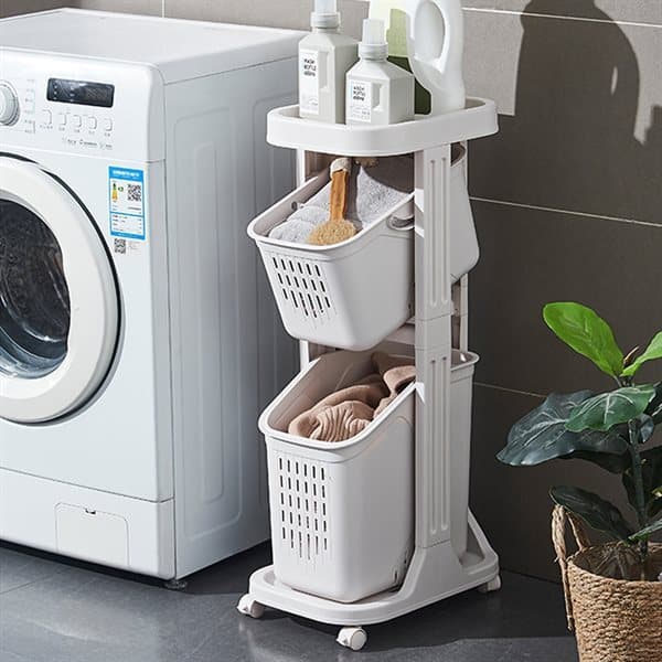 Skittentøysvogn med 2 Kurver – Smart Design for Vaskerom