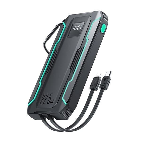 Joyroom Powerbank 10000mAh 22,5W med inbyggd USB-C / Lightning-kabel