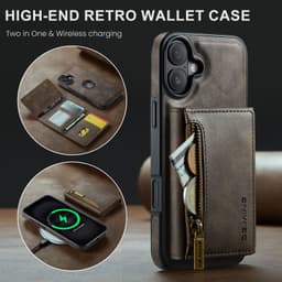 2-in-1 magneettinen lompakkokotelo iPhone 16:lle – kahvi (M5 Combo)