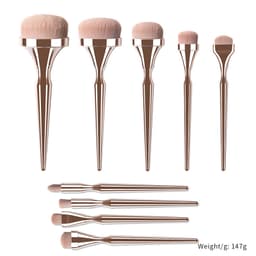 9-delt sæt med guldfarvede makeupbørster
