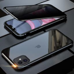 Magnetisk deksel til iPhone, dobbeltsidig deksel i herdet glass Sort iPhone 16 Plus