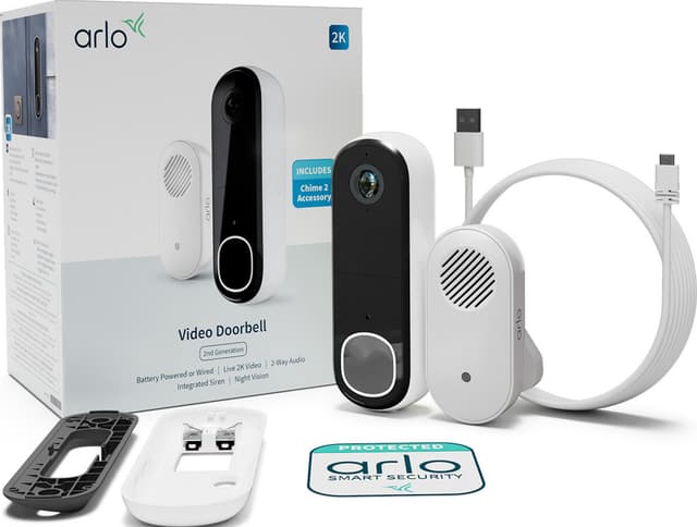 Arlo 2K videodørklokke med Arlo Chime 2 (1-pak)