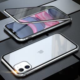 Magnetisk deksel til iPhone, dobbeltsidig deksel i herdet glass Sølv iPhone 16 Plus