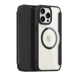 Kotelo iPhone 15 Pro Max -korttikotelolle, läpinäkyvä Magsafe-selkä Musta