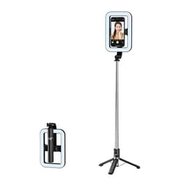 Selfie Stick-stativ med firkantet lys Sort