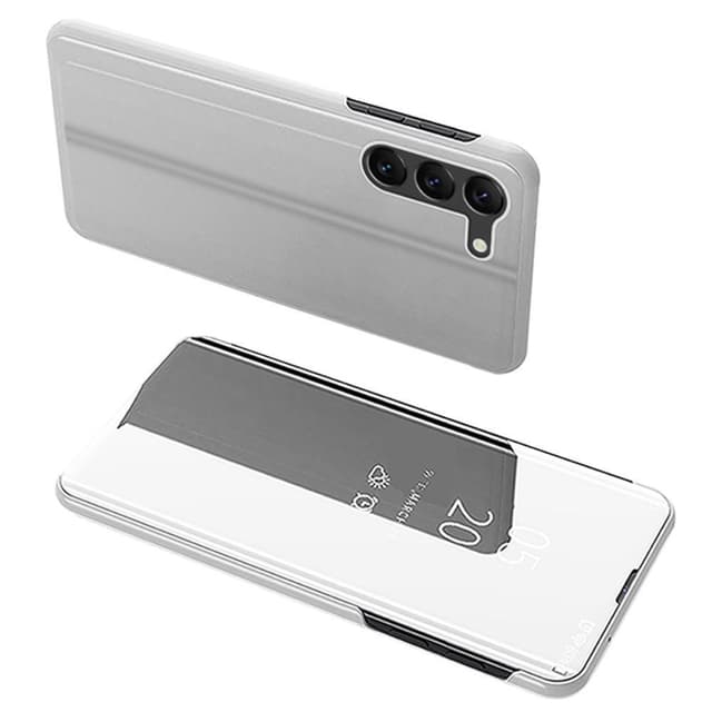 SKALO Samsung S23 Clear View Spegel fodral - Silver