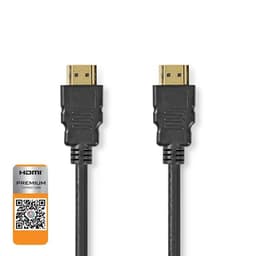 Nedis Premium High Speed ​​HDMI kabel med Ethernet | HDMIKontakt | HDMIKontakt | 4K@60Hz | 18 Gbps | 1.00 m | Rund | PVC | Svart | Plastpåse