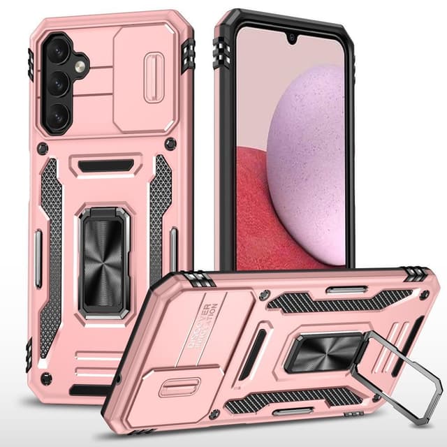 SKALO Samsung A14 4G/5G Armor Hybrid Metal Ring Camera Slider - Rosa guld