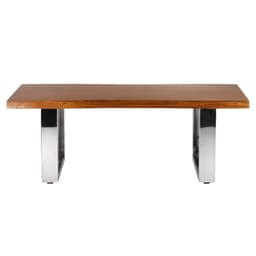 WOMO-DESIGN® sofabord 110x60 cm i massivt træ akacietræ med metalramme Edestahl,