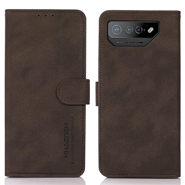 SKALO Asus ROG Phone 7 5G KHAZNEH Lompakkokotelo PU-nahasta - Ruskea
