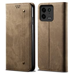 SKALO Xiaomi 13 Pro 5G Jeans Plånboksfodral - Khaki