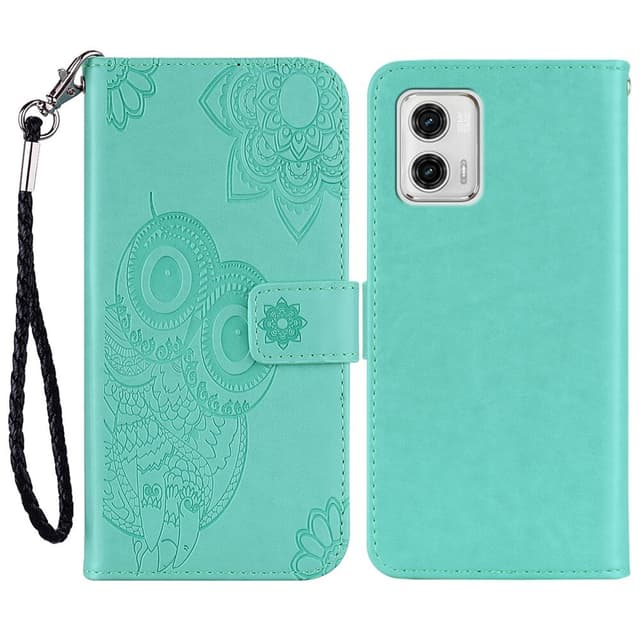 SKALO Motorola Moto G23 4G Mandala Owl lompakkokotelo - Turkoosi