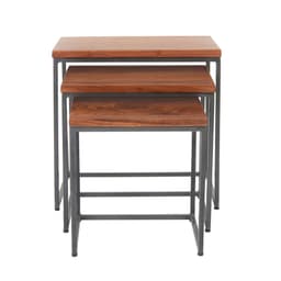 WOMO-DESIGN sidebordssæt på 3 45,5 / 38,5 / 32,5 cm firkantet, naturligt massivt